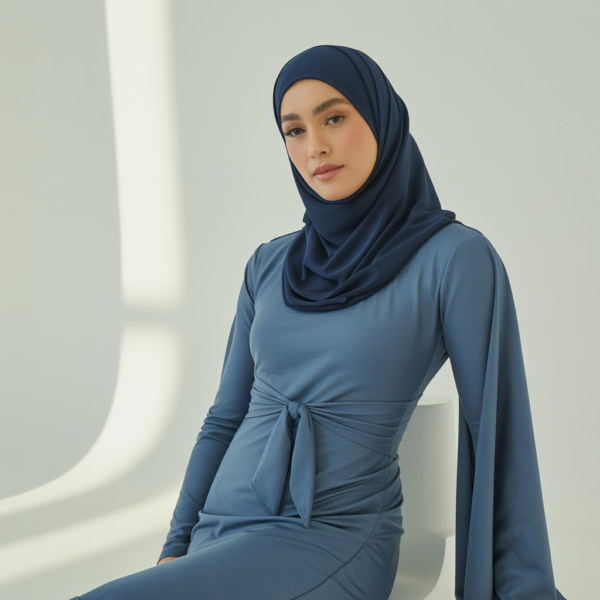 Burkini à Nouer + Hijab - Bleu Marine